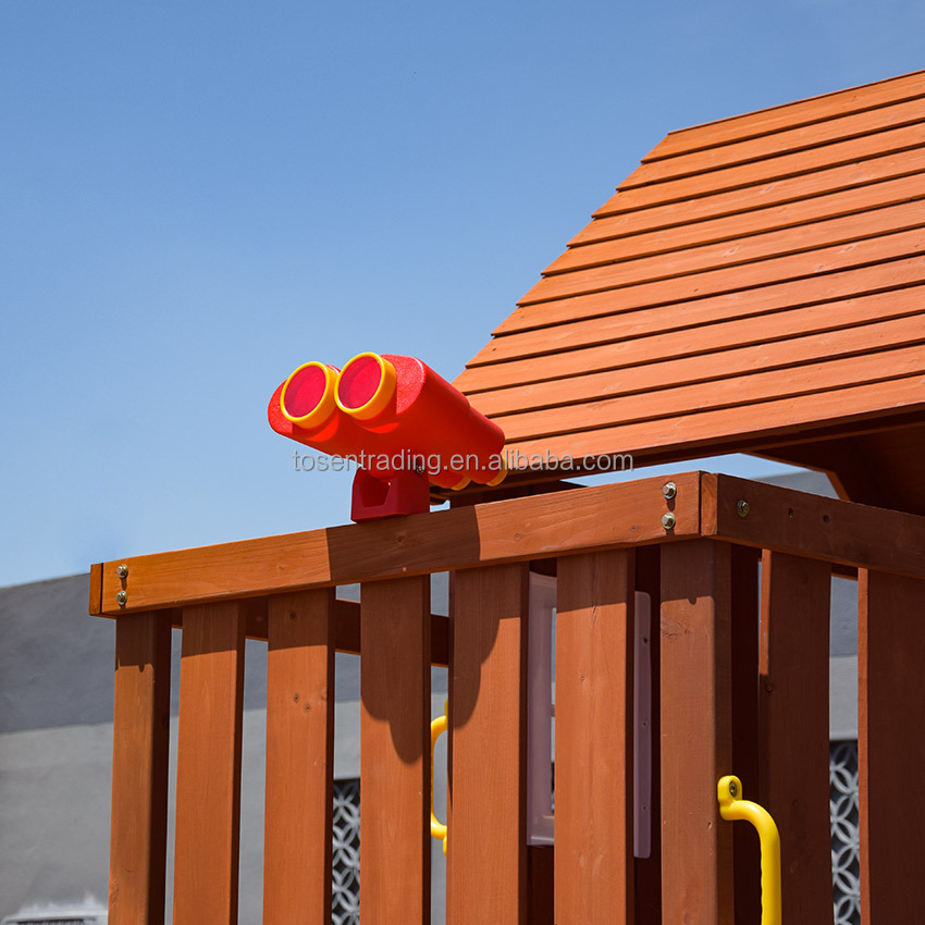 Spring Chinese Fir Wood Toy Swing Set with Slide Playhouse Climbing Ladder Outdoor Play Equipment for Kids Unisex Tosen