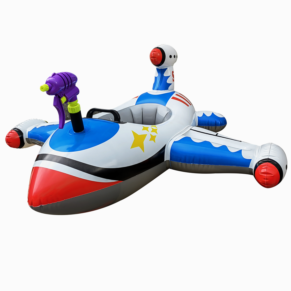 0.3mm Pvc Children Water Toys Steering Inflatable Airplane Swimming Seat Floating Toys With Water Gun