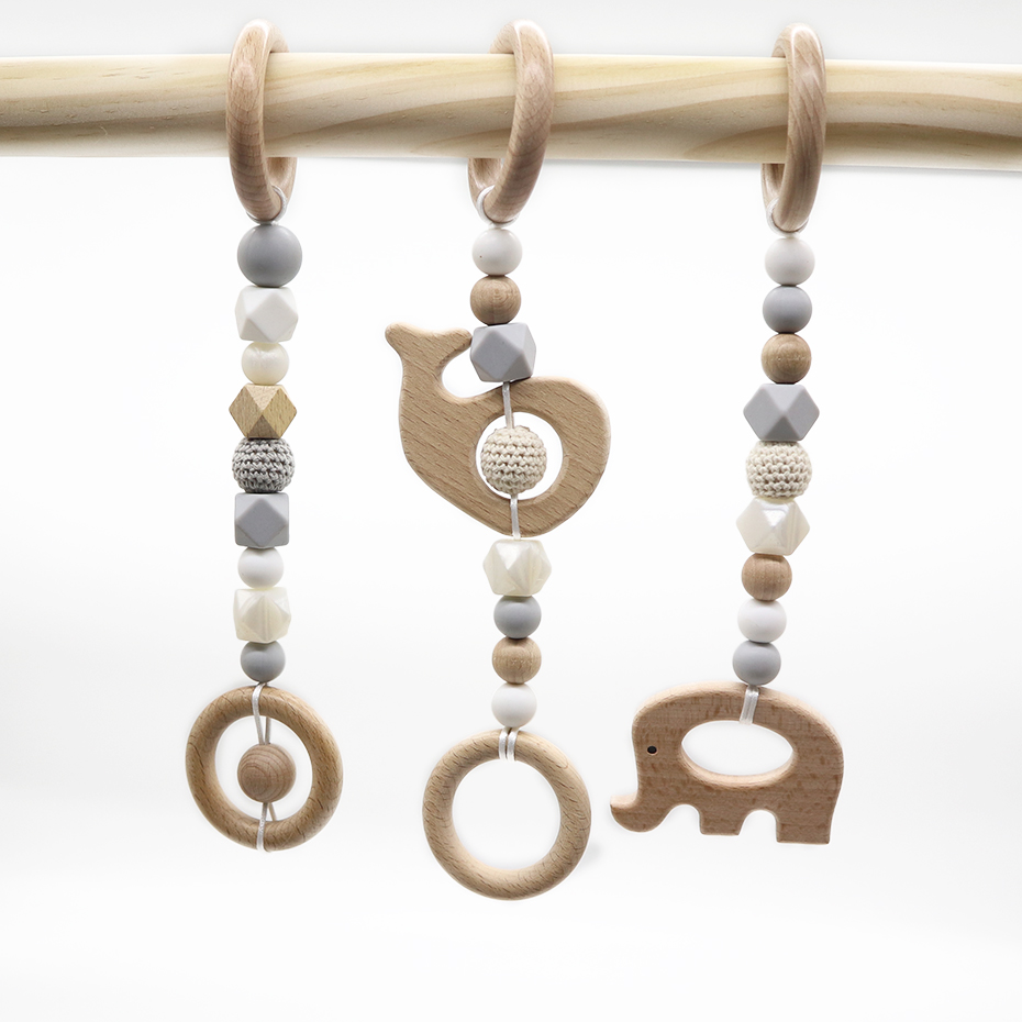 Aliexpress Hot Sale Eco-Friendly Educational Natural Indoor Activity Play Wooden Baby Gym Hanging Toy