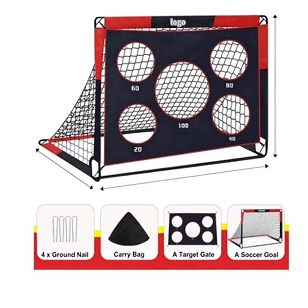 Custom Logo 4*3 Feet Pop-up Soccer Goal Net Portable Training Equipment for Kids' Backyard Play 2in-1 Functionality