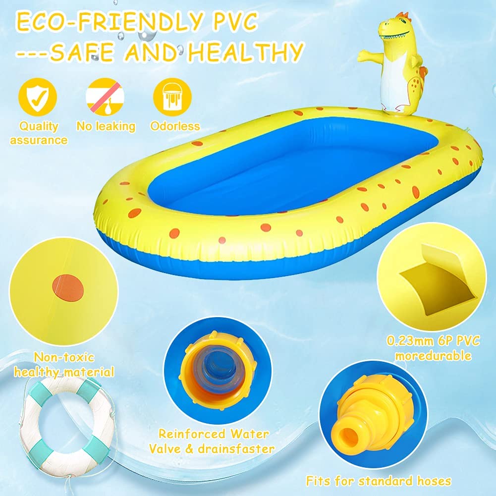 Inflatable Sprinkler Kiddie Pool Toddler Pools Water Sprinkler Backyard Splash Pad Water Play Toys Blowup Kids Pool