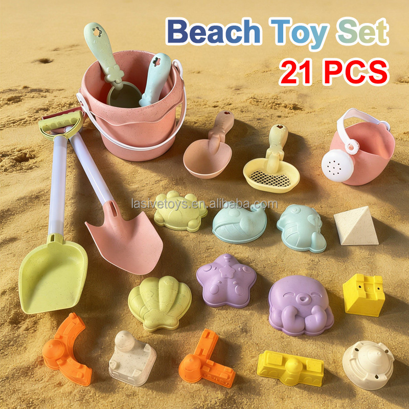 LASIVE TOYS Plastic Children's Beach Toy Set Summer Beach Bucket Seaside Water Play Sand Outdoor Sand Digging Shovel Sandbox Toy