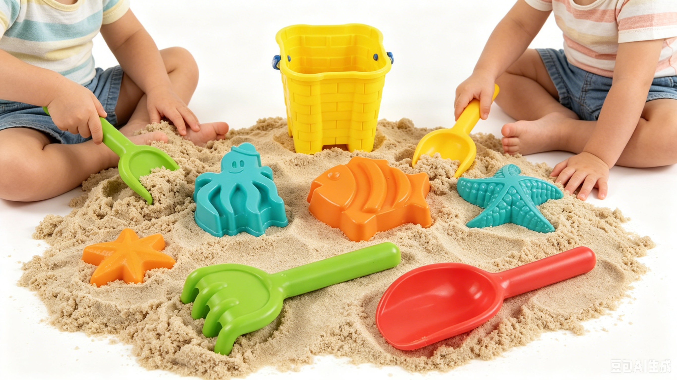 Colorful Beach Toys Set with Sand Molds Shovel Water Play Accessories for Kids Summer Outdoor Fun