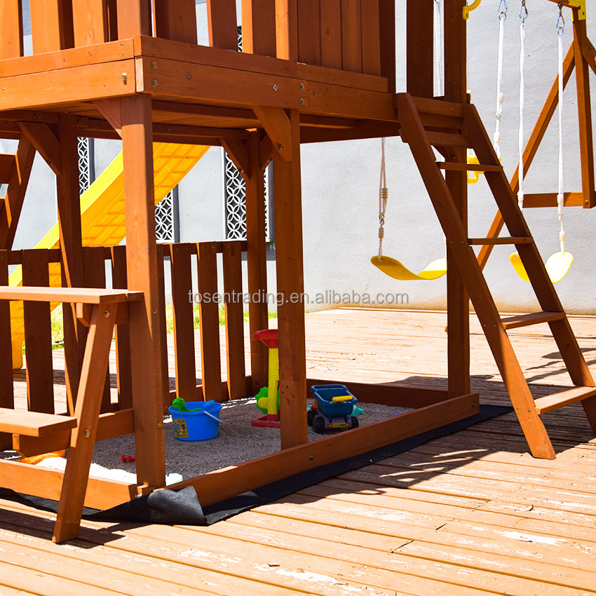 Spring Chinese Fir Wood Toy Swing Set with Slide Playhouse Climbing Ladder Outdoor Play Equipment for Kids Unisex Tosen