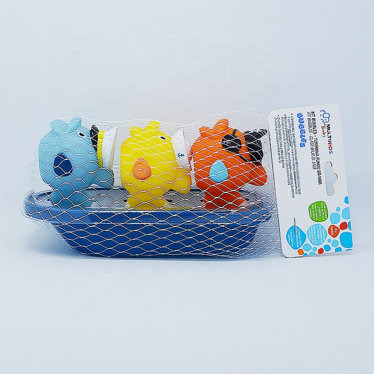 Wholesale Soft PVC Cute Plastic Floating Fish Squirt Water Bath Tub Toy Set
