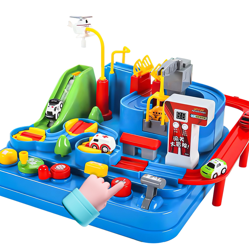Customized Children's Educational Adventure Track Car Race Parking Toy Set Baby's Fun Interactive 4 Cars Educational Track Set