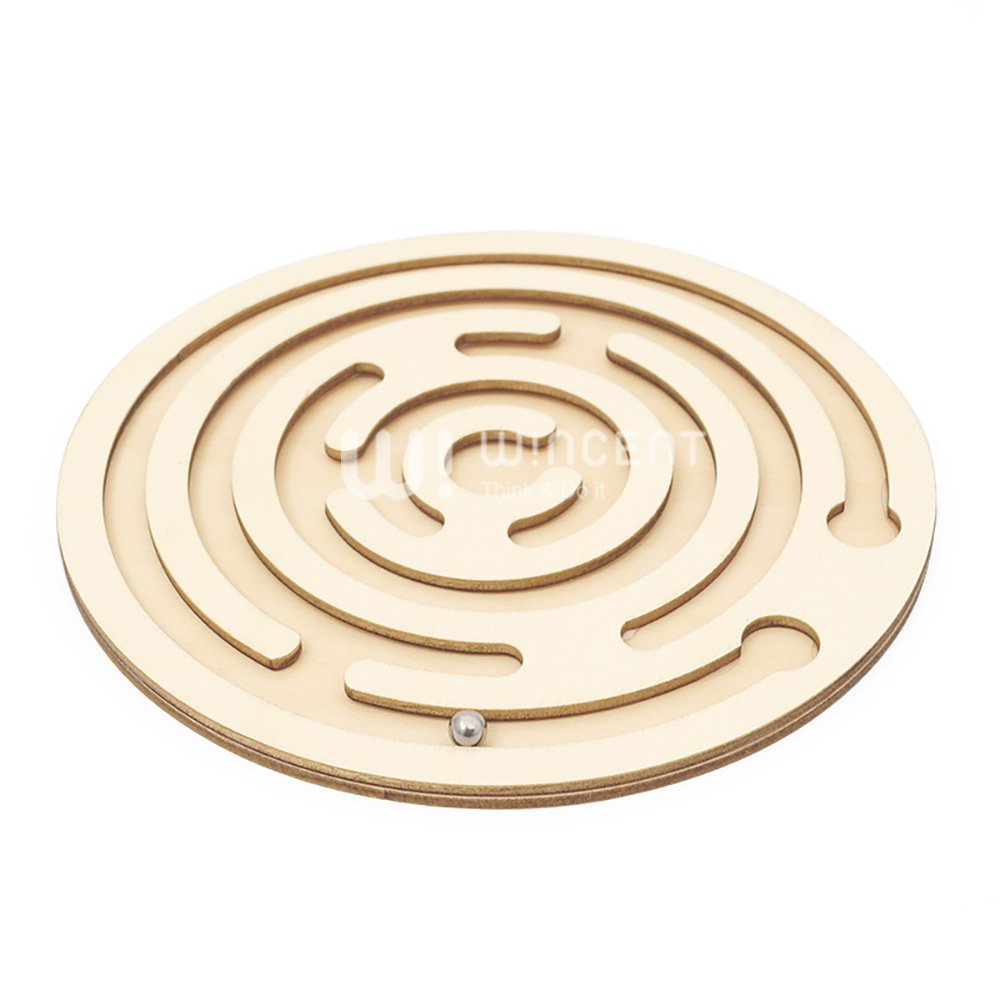 Wooden Labyrinth Maze Game Circular Balance Training Toy Montessori Educational Brain Teaser Steel Ball Board Puzzle