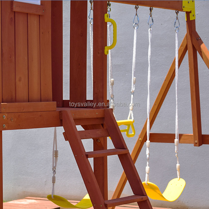 Kid's Outdoor Wooden Playhouse Toy with Slide Sandbox Swing Set Climbing Frame for Backyard or Garden-Outdoor Play Ages 2-13