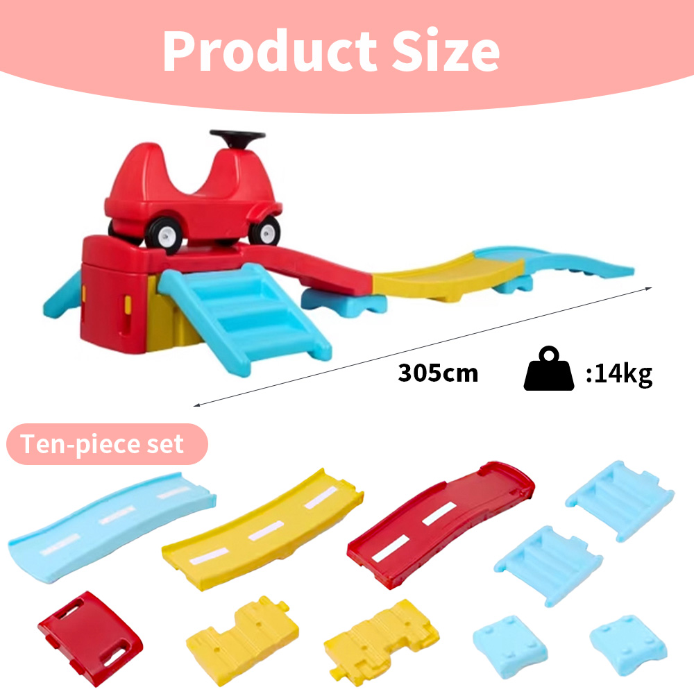 Colorful PE Plastic Kids Ride on Train Railway Toy Roller Coaster Push Car Assembled Race Track Indoor Outdoor Use for Toddlers