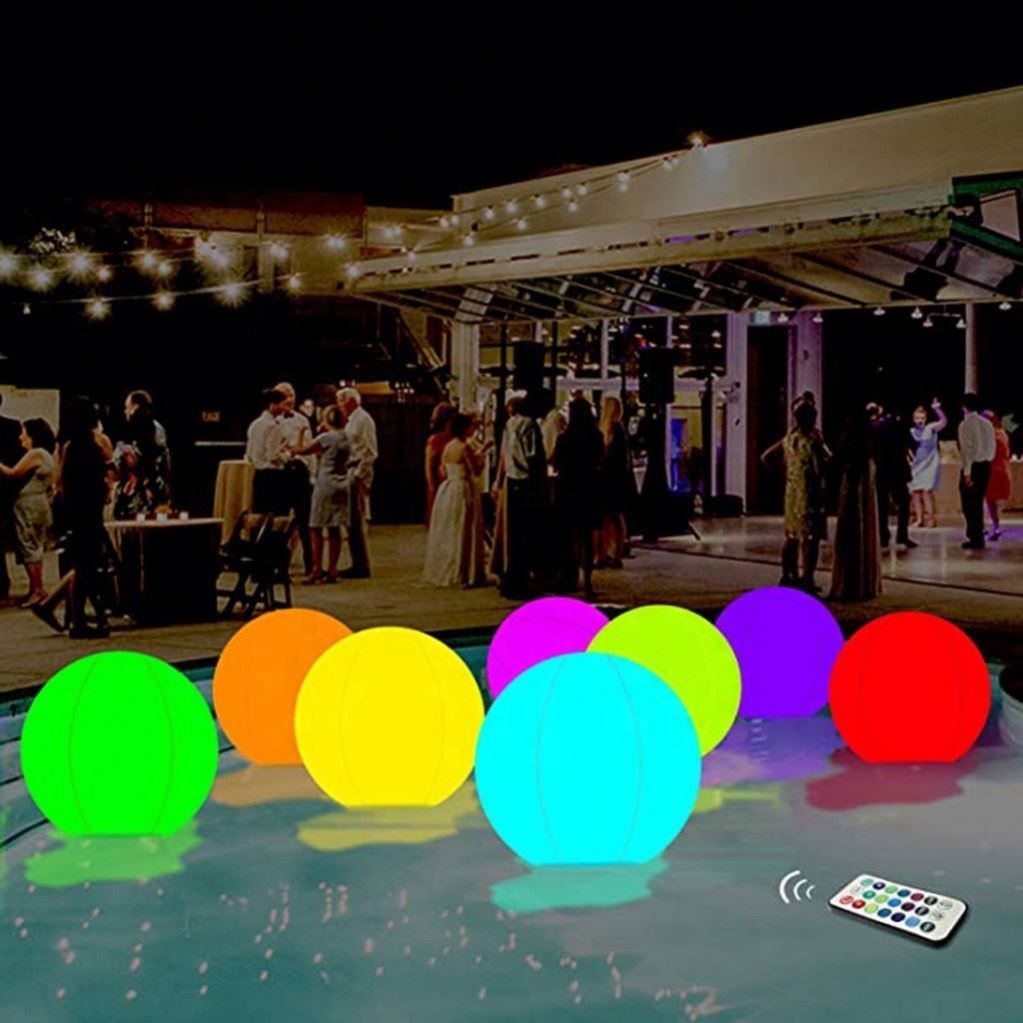 16 Colors LED Glowing Inflatable Beach Ball Water Play Equipment for Night Swimming Pool Party
