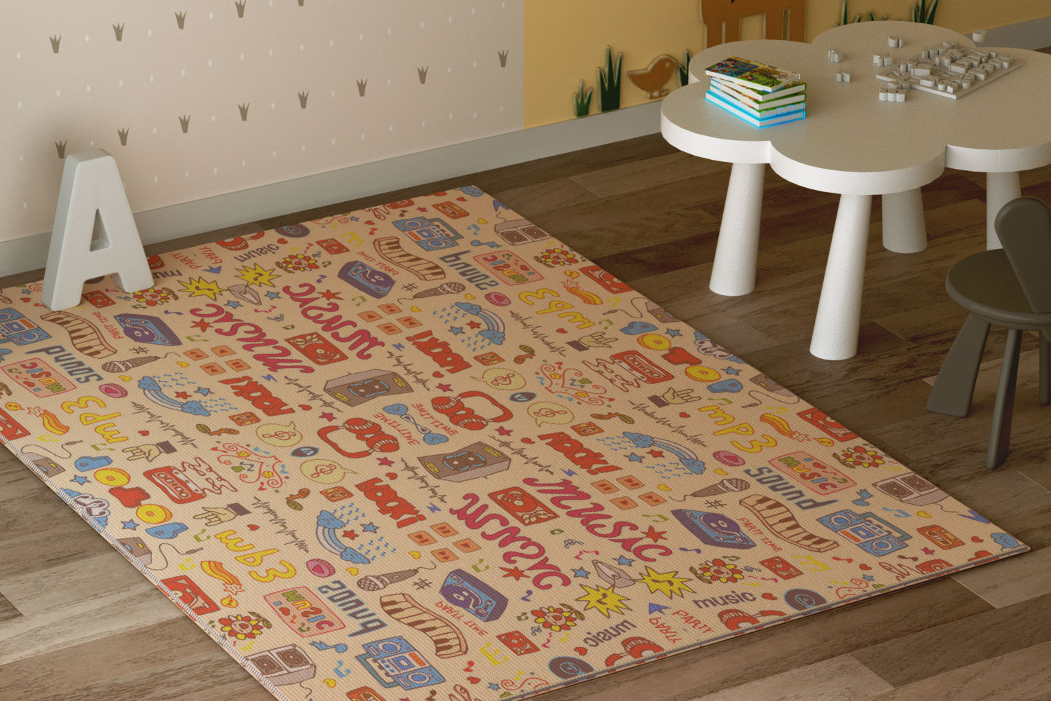 TPU Baby Play Mat with Sensory Toys Mirror Soft Play Gym Activity Mat for Newborns Foldable Non-Toxic Crawling Pad