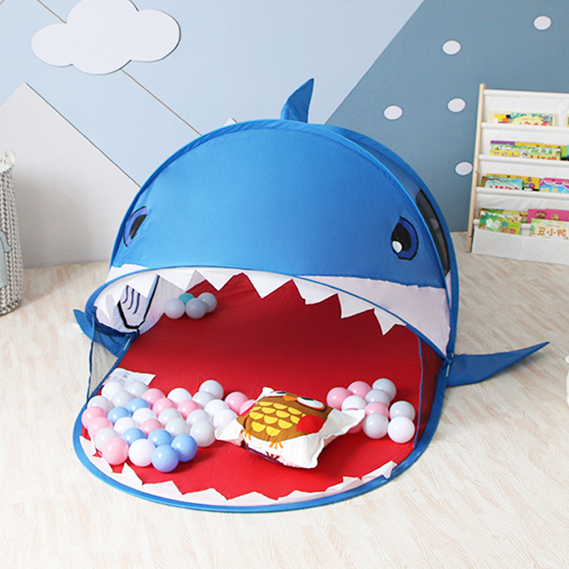 MaiBeiBi Pop up Cute Shark Shape Kids Tent Baby Playhouse Toys Summer Outdoor Camping Beach Shelter