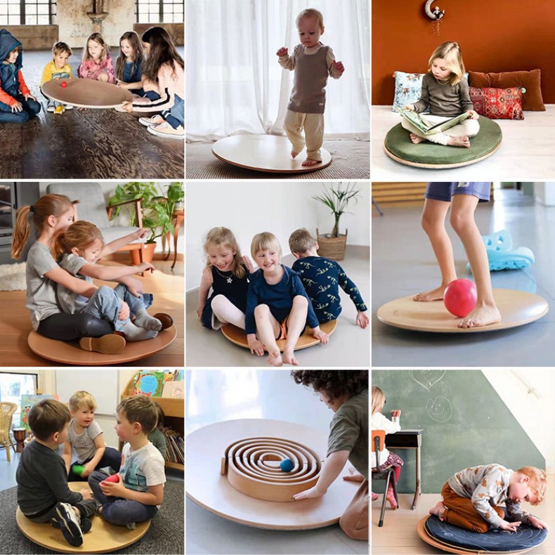 Crystal Durable Wooden Indoor Kindergarten Physical Fitness Training Equipment Tools Balance Disc Board Children's Toys