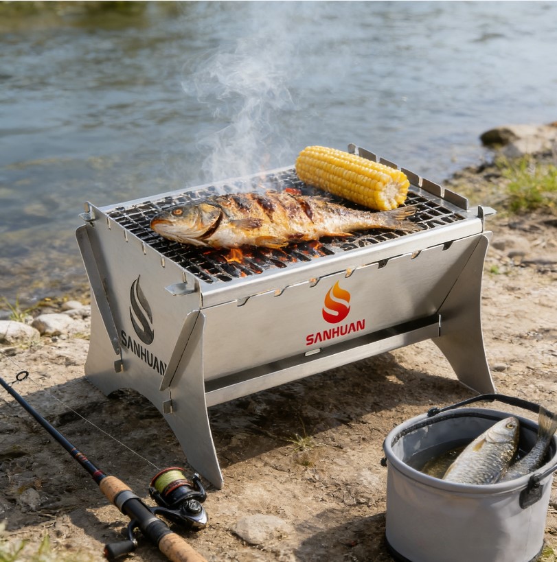 Portable Stainless Steel Camping BBQ Grill Foldable Outdoor Cooking Mini Camping Stove