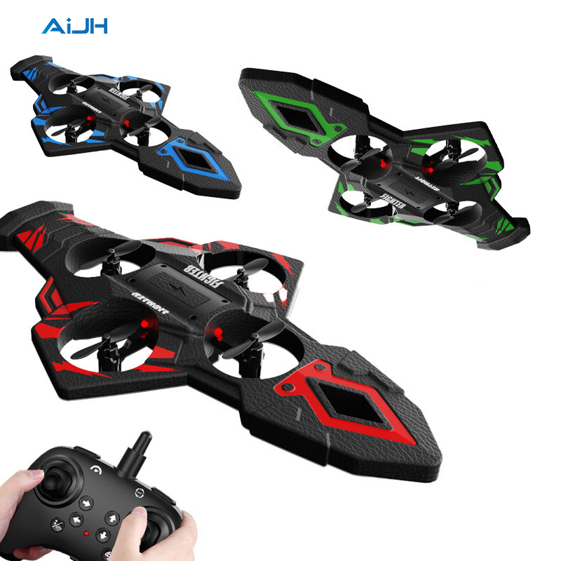 AiJH 2.4G Foam Remote Control Plane Stunt 360 Flip Flying Rc Quadcopter Airplane with Lights Rc Plane Toys