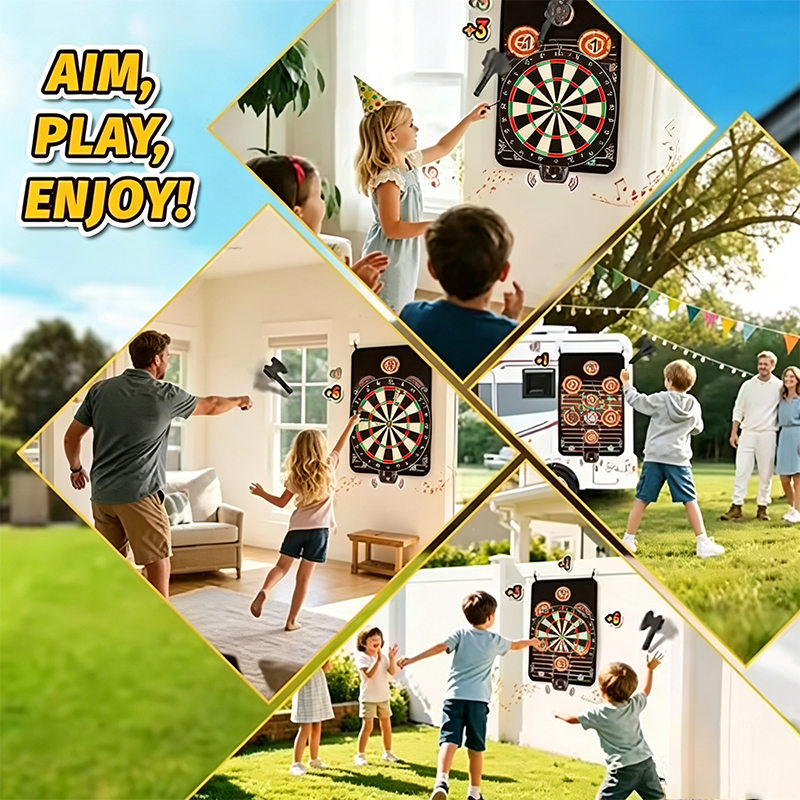 Plastic Kids Axe Throwing Target Set with Sound Effects Indoor or Outdoor Family Sports Game Toy