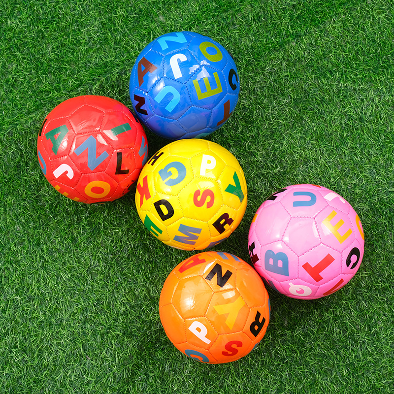 Size 2 Kid PVC Football and Soccer Ball Children 15 cm Alphabet Education Football Welcome Custom Machine Sewn Toys Ball