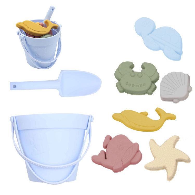 Bimier Summer Outdoor Silicone Beach &amp; Sand Toys Set Eco-friendly Funny for Kids Ages 0-4 Unisex Customizable Logo 14.5x14.5cm