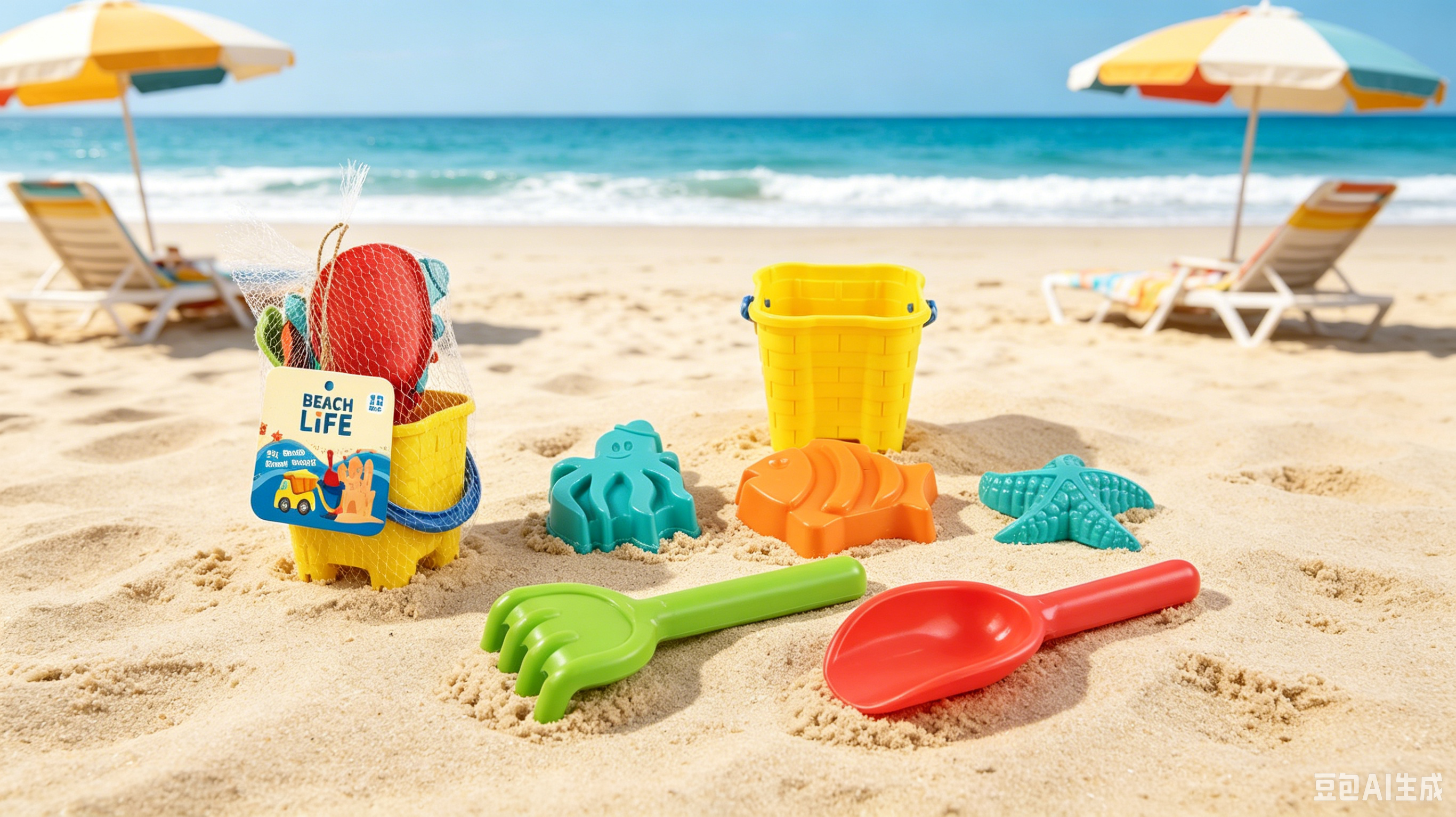 Colorful Beach Toys Set with Sand Molds Shovel Water Play Accessories for Kids Summer Outdoor Fun