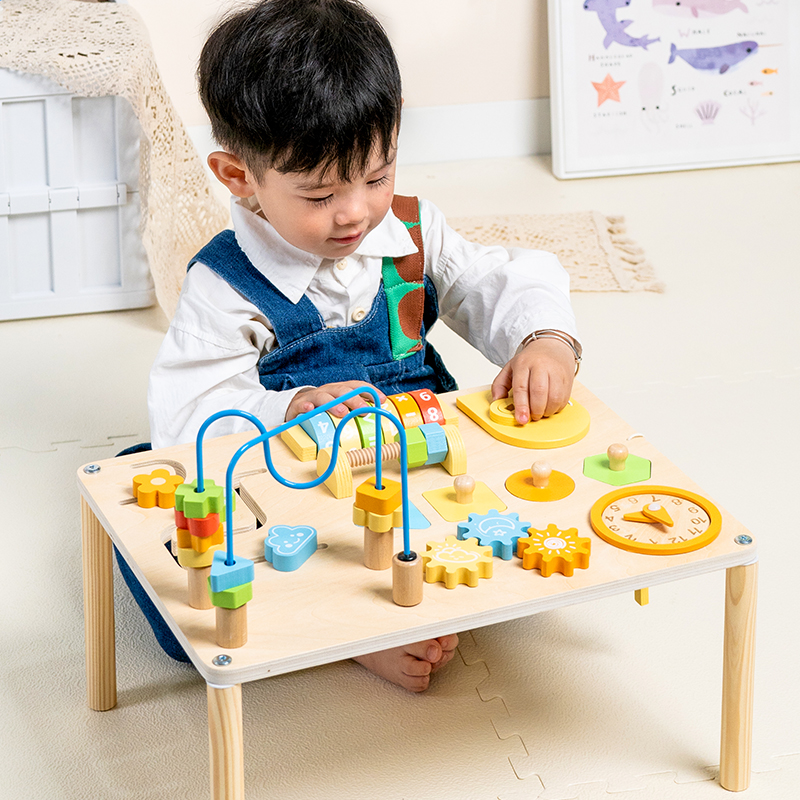 Montessori Sensory Play Table Activity Board-Wood Educational Toy for Baby-Toddler-Preschool Learning CPC Certified Model