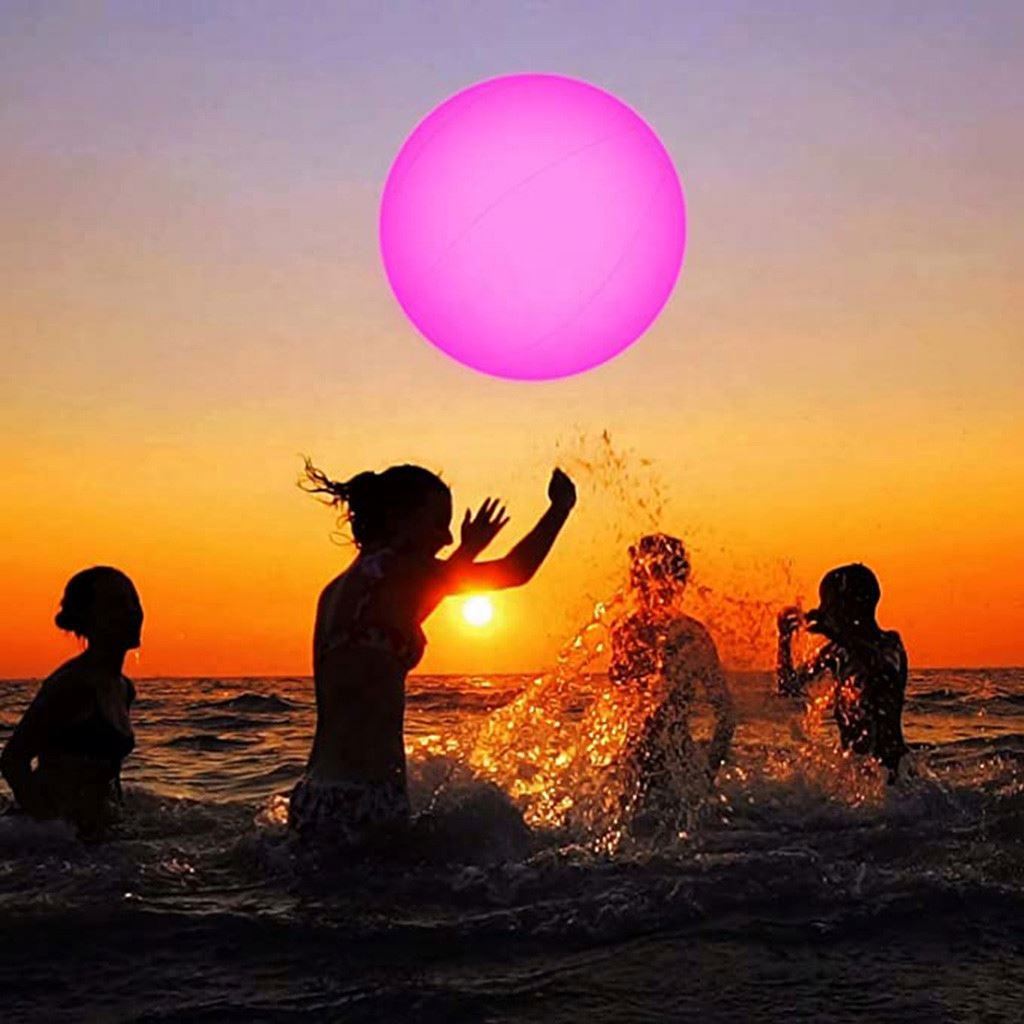 16 Colors LED Glowing Inflatable Beach Ball Water Play Equipment for Night Swimming Pool Party