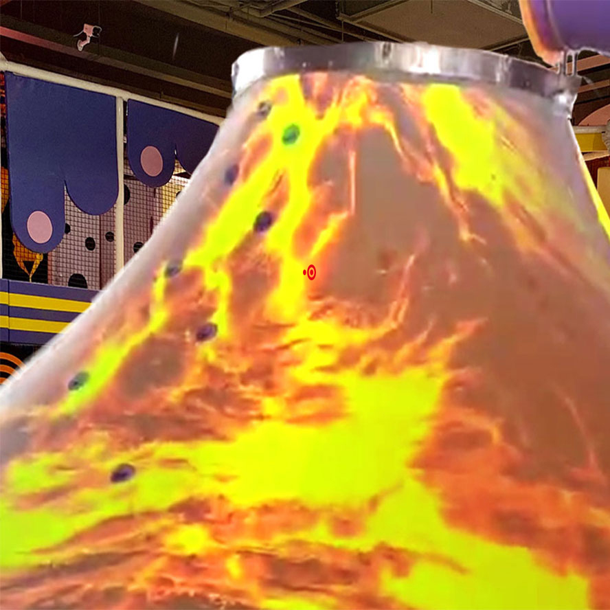 Children Volcano Themed Climb Slide Module with Real-Time Slide Projection for Indoor Adventure Venues