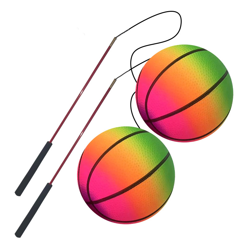 Rainbow Fitness Swing Ball Set with Handles - Outdoor Exercise Toy for Adults Kids