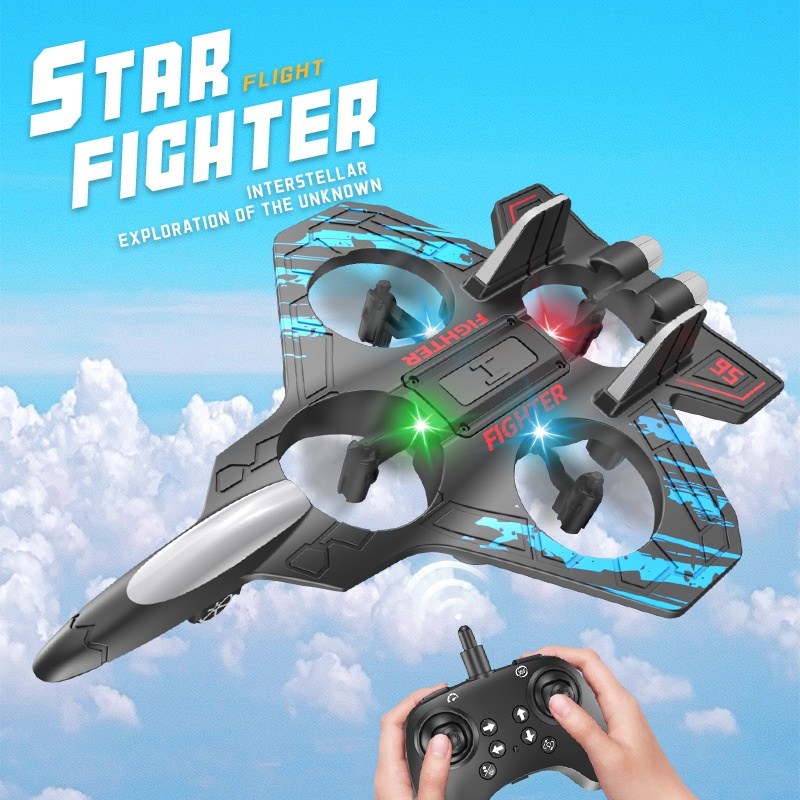 6-Channel RC Fighter Jet Toy 360&deg; Circling Stunt EPP Airplane 2.4G Light Remote Control Flying Model for Kids