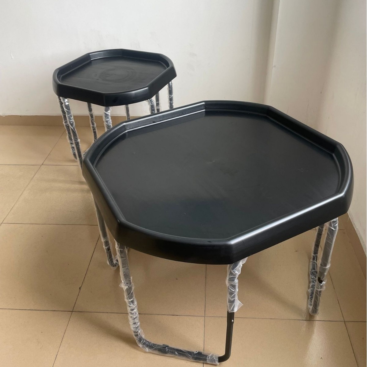 Leowood Montessori Tuff Tray Octagonal Plastic Sensory Table With Stand Farm Bag For Kids Sand Water Play Early Education