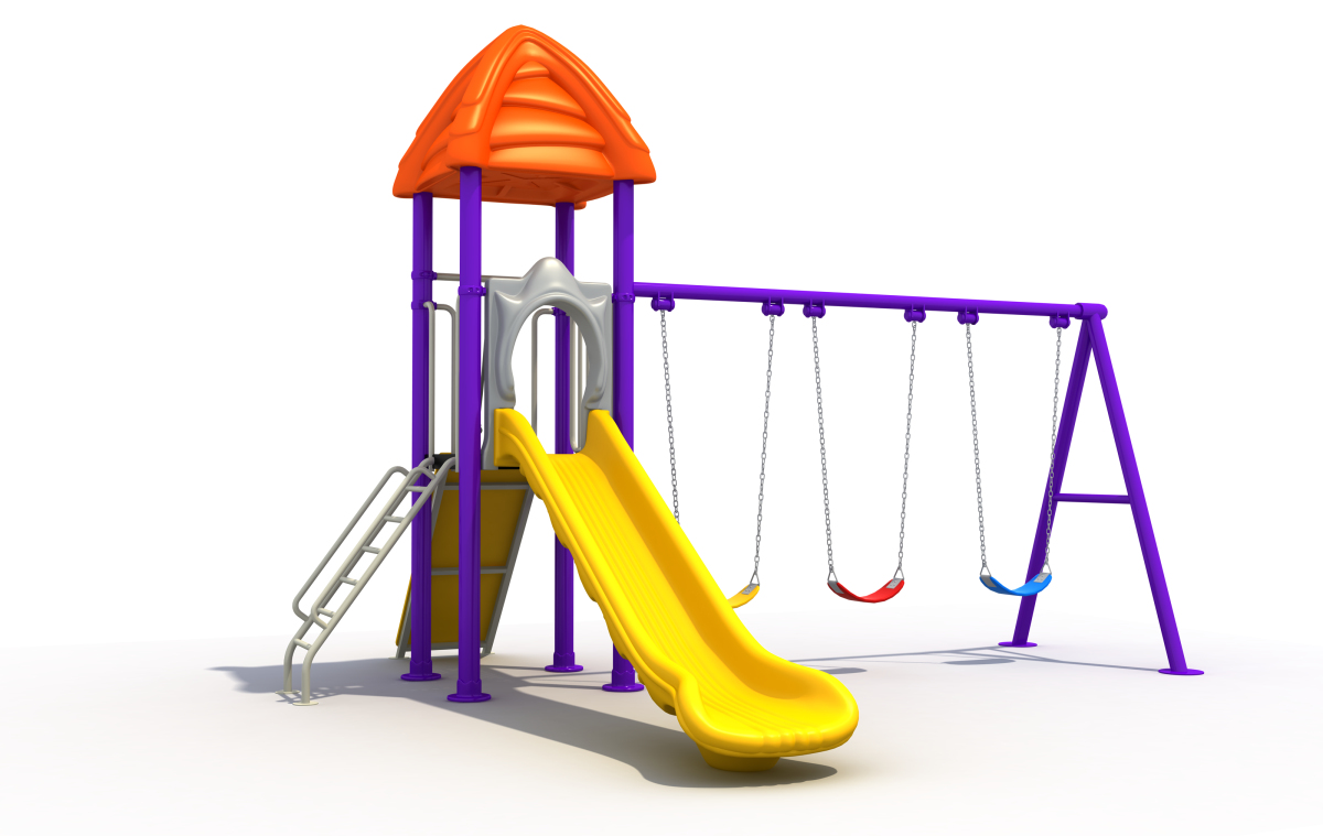 Outdoor Garden Safety Swing Set for Toddlers | Metal Climbing Frame with Plastic Slide Play Equipment
