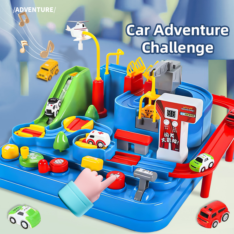 Customized Children's Educational Adventure Track Car Race Parking Toy Set Baby's Fun Interactive 4 Cars Educational Track Set
