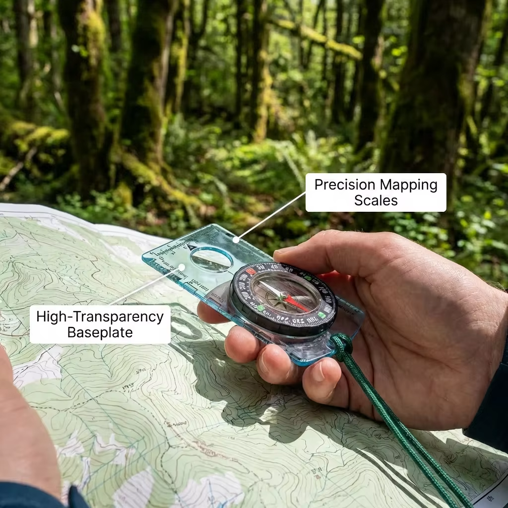 Anti-Magnetic Emergency Waterproof Compass Adjustable Declination Portable Mapping Rotating Bezel Mountain Expedition Land