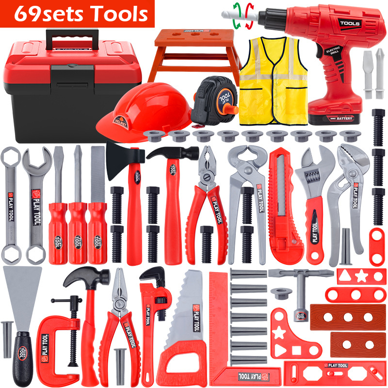 Toy Kids Boy Tools Play Set Toys Safe Power Tools Combo Kit Cordless