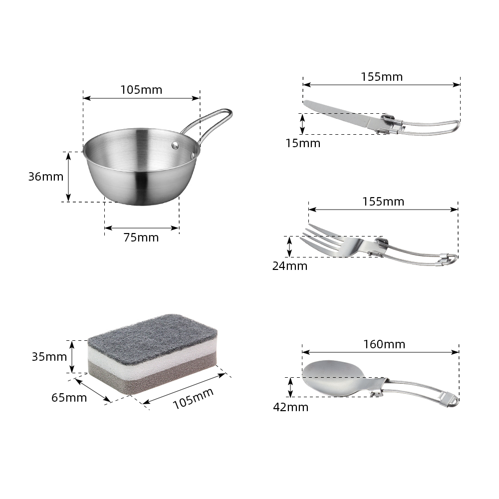 Factory Price Aluminum Mess Kit Outdoor Hiking Camping Cookware Set For 2-3 Persons