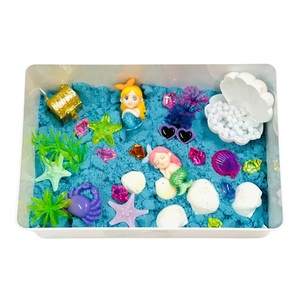 Perfect Kraft Sensory Sand Bin- Mermaid Adventure Air Dry Clay Play Dough Toy Mold Sensory Mermaids Play Toys for Kids