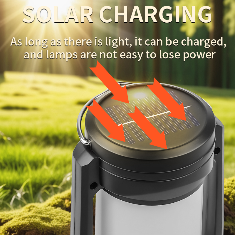 Rechargeable LED Solar Camping Lamp Portable Outdoor Hanging Tent Light Multiple Sources For Garden Camping Light