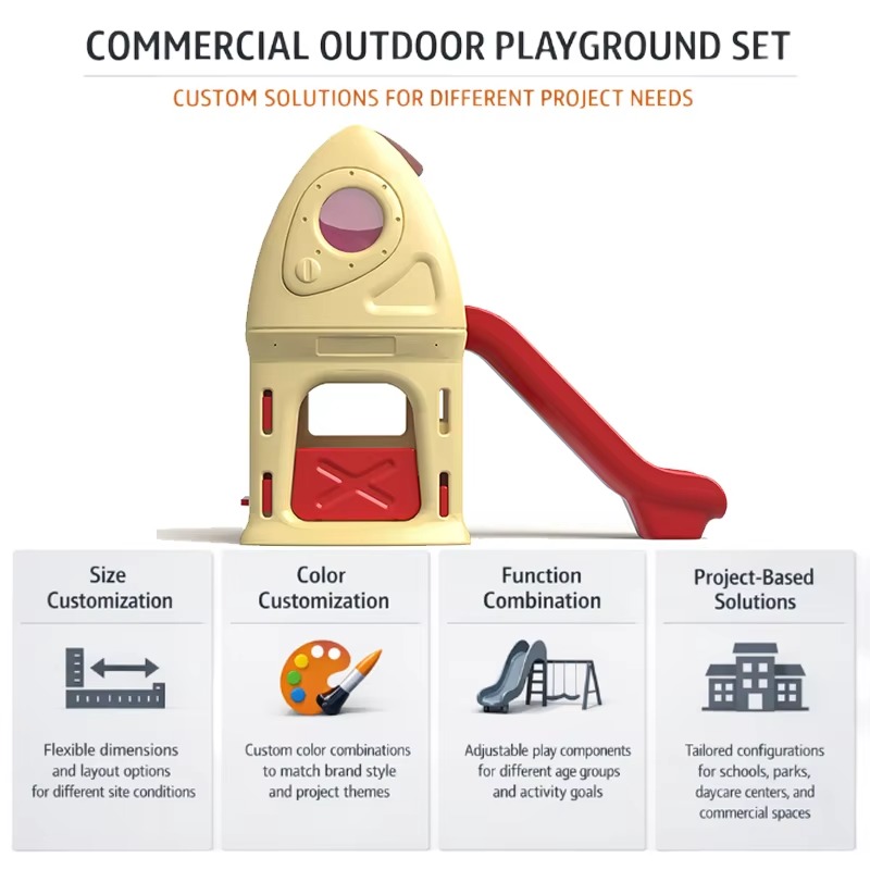 Small Kids Plastic Slide Combination Outdoor Playground Equipment with Climbing Steps for Kindergarten &amp; Backyard