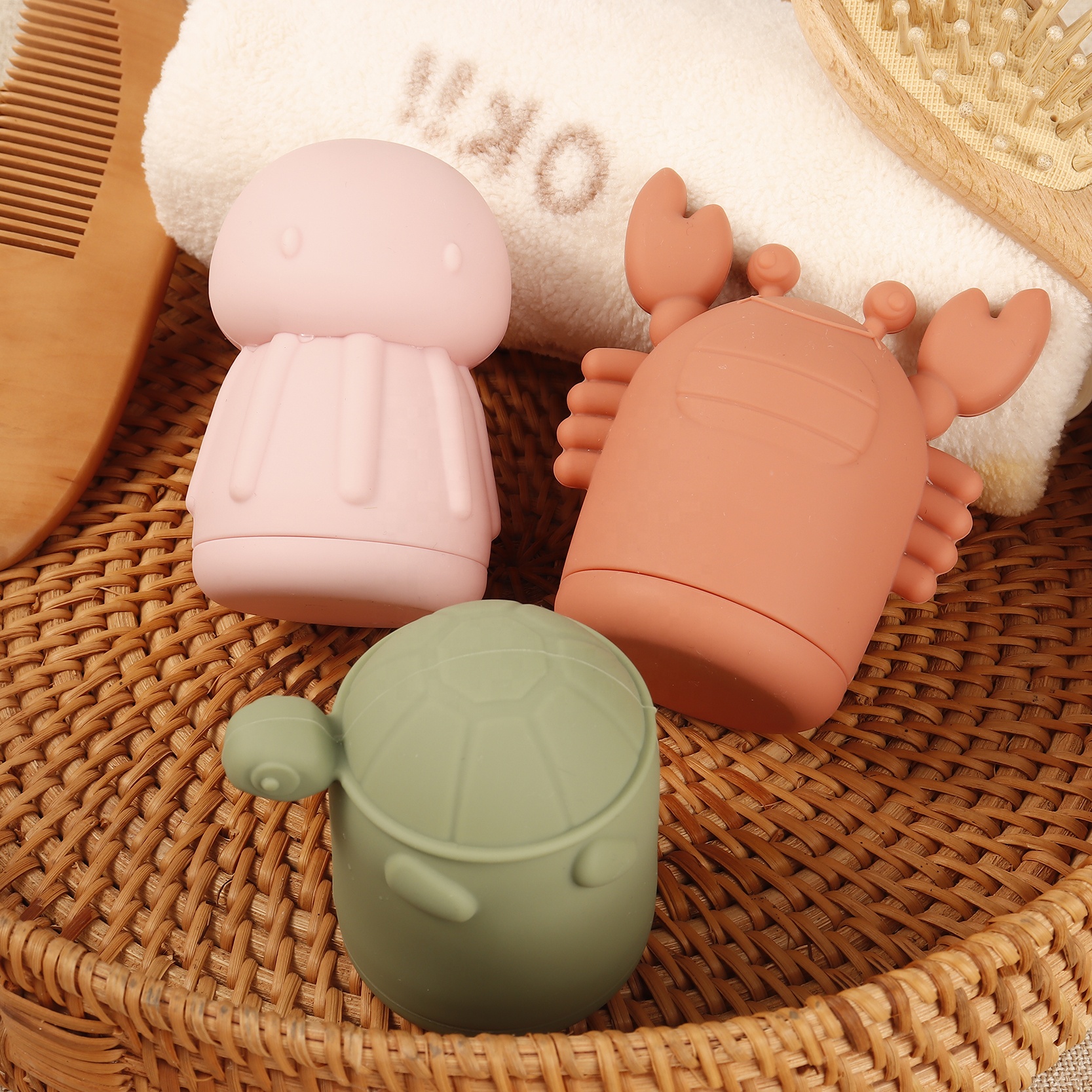 Silicone Baby Sea Animal Bath Toys Set Infant Children's Water Bathing Toy Shower Toddler Kids Gift Set