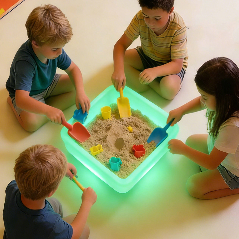 LED Light-Up Sensory Play Tray Touch Color-Changing Kids STEAM Educational Toy for Water Sand Play Indoor Outdoor