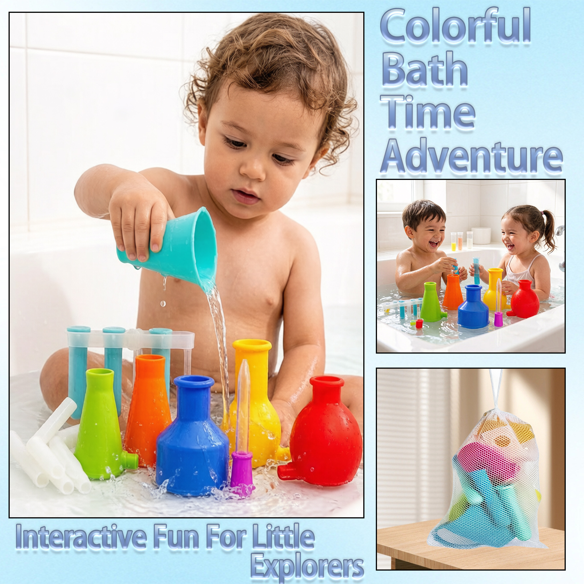 Silicone Easter Water Flow Bath Playset Flexible DIY Pipeline Water Play Kit Non Toxic Educational Sensory Toy Reusable Portable