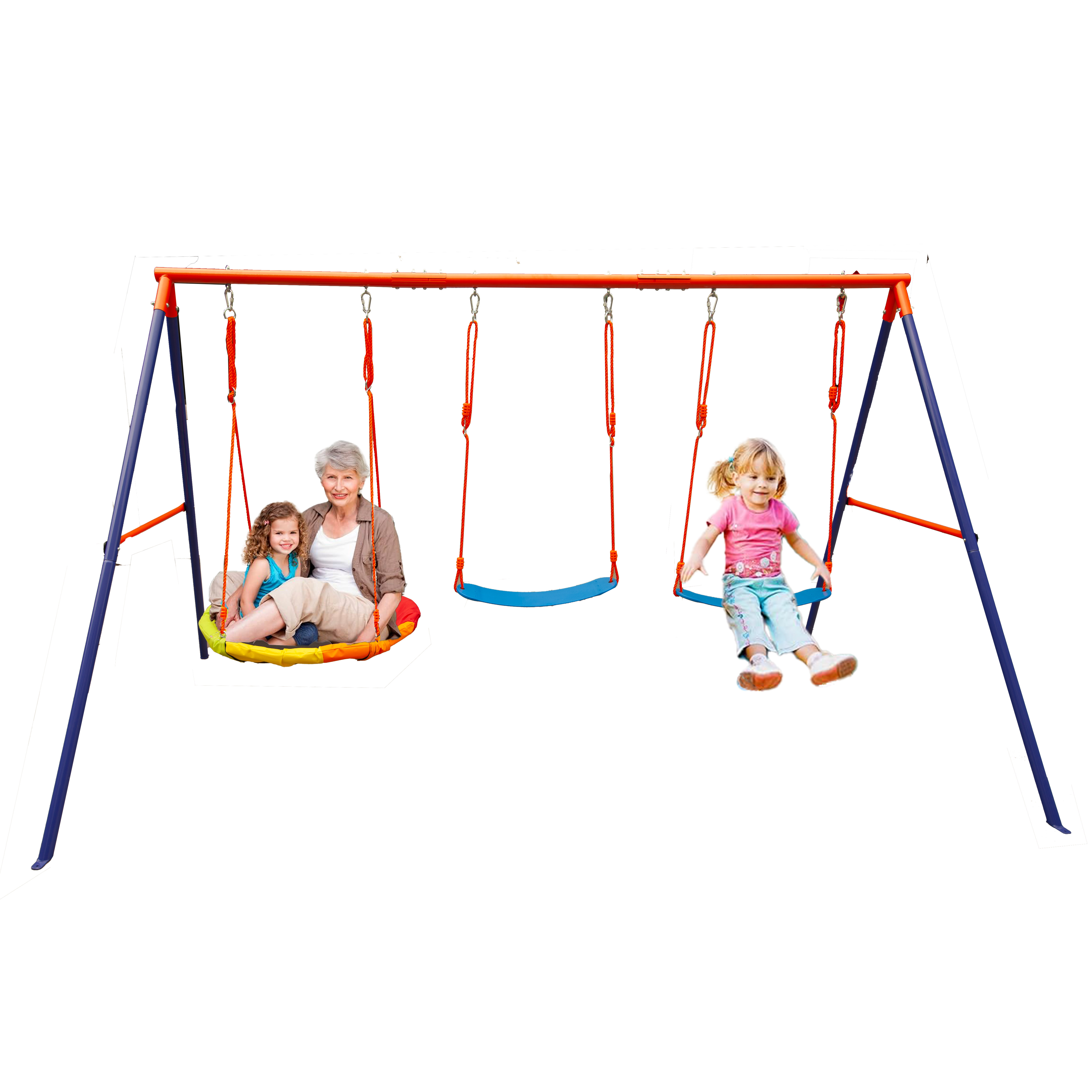 Kids Metal Swing With Saucer Playground Outdoor Metal 3Swing Set Children Garden Swing Toys