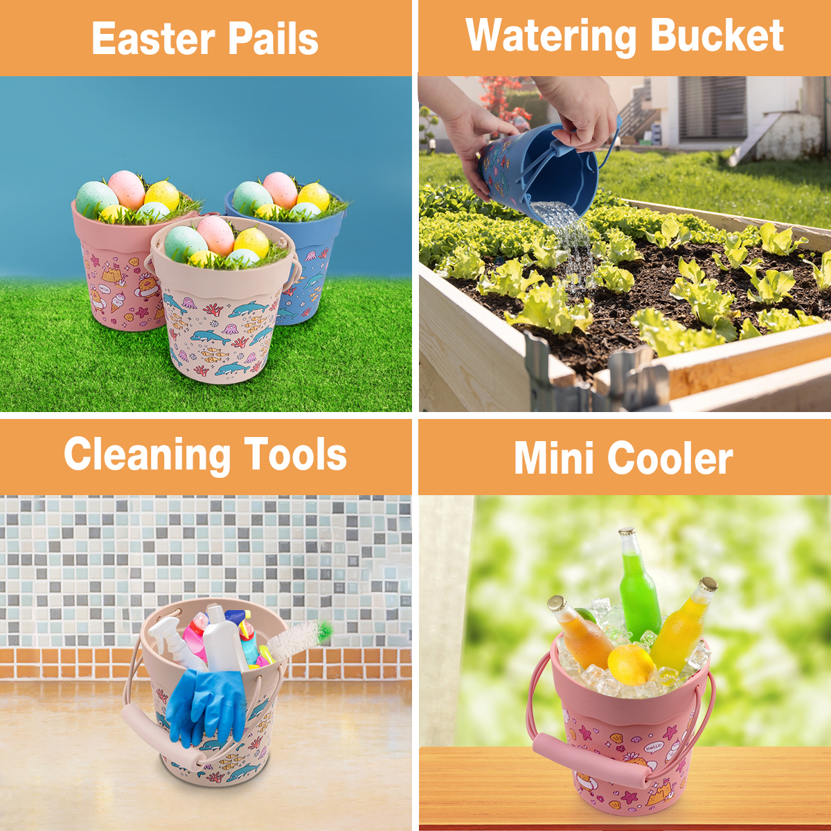 Summer Outdoor Soft Sand Bucket Eco Friendly Silicone Beach Sand Toy Set for Kids Beach Sand Toys Silicone Toddler Sandbox Toys