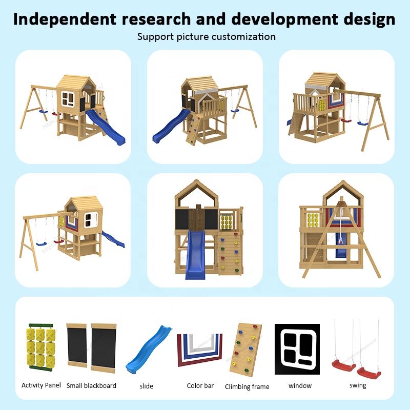 Children Toddler Backyard Home School Park Playground Commercial Wooden Play Slide Swing Set Kid Outdoor Playground