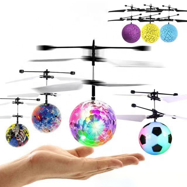Intelligence Electric Induction Helicopter Aircraft Toy Hand Control Plastic Colorful Crystal Ball Flying Toy