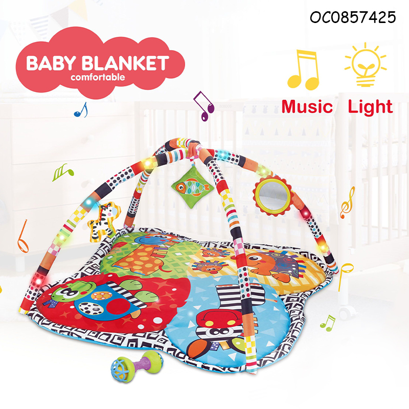 Newest Rattle Carpet Baby Play Mat Activity Gym Soft Toy With Light Music