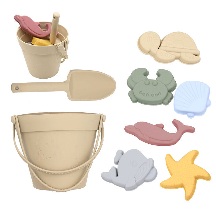 Bimier Summer Outdoor Silicone Beach &amp; Sand Toys Set Eco-friendly Funny for Kids Ages 0-4 Unisex Customizable Logo 14.5x14.5cm