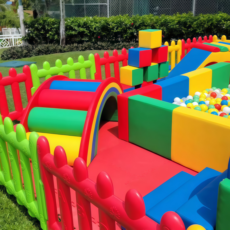 Colorful Toddler Soft Play Equipment Indoor Outdoor Children Activity Playground with Slide and Fence