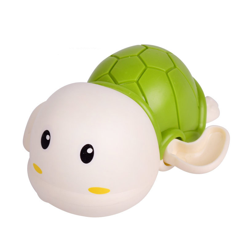Wind-Up Plastic Swimming Turtle Bath Toy with Clockwork for Toddlers Duck Shower Feature for Bath or Water Play