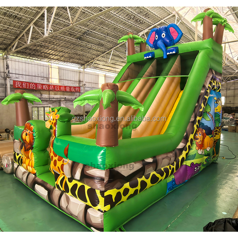 Kids Commercial Party Rental Inflatable Animal Themes Jumping Castle Combo Double Lanes Slides Inflatable Slide with Blower