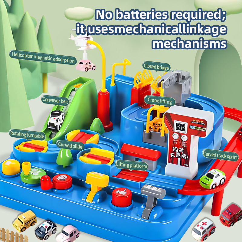 Customized Children's Educational Adventure Track Car Race Parking Toy Set Baby's Fun Interactive 4 Cars Educational Track Set